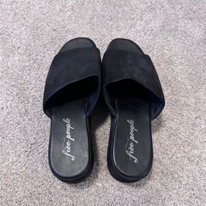 Free People Harbor Platform Slide Black Suede
